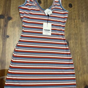 Reformation Striped Mini Dress in Red, Blue & White